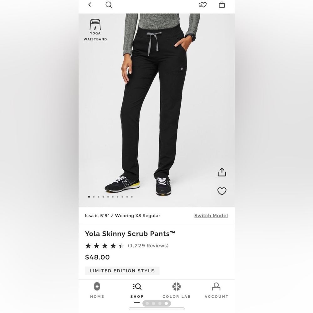 Figs Black Yola Skinny Scrub Pants